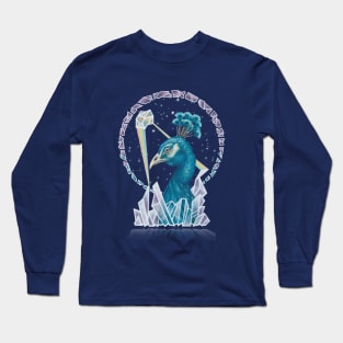 Cosmic Peacock with Rainbow Crystals Long Sleeve T-Shirt